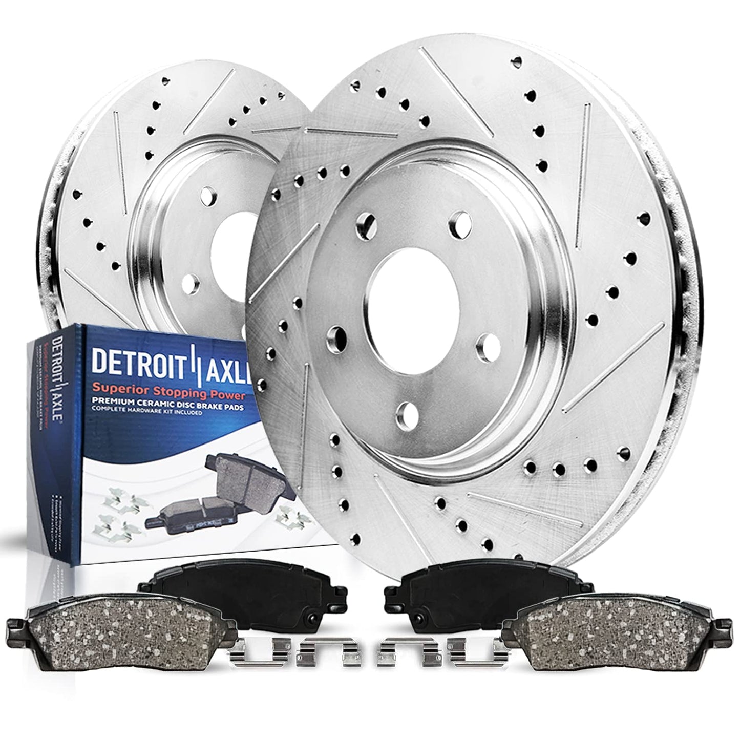Detroit Axle - Front Brake Kit for Chrysler Town & Country Dodge Grand Caravan Journey Volkswagen Routan Ram C/V, Drilled Slotte