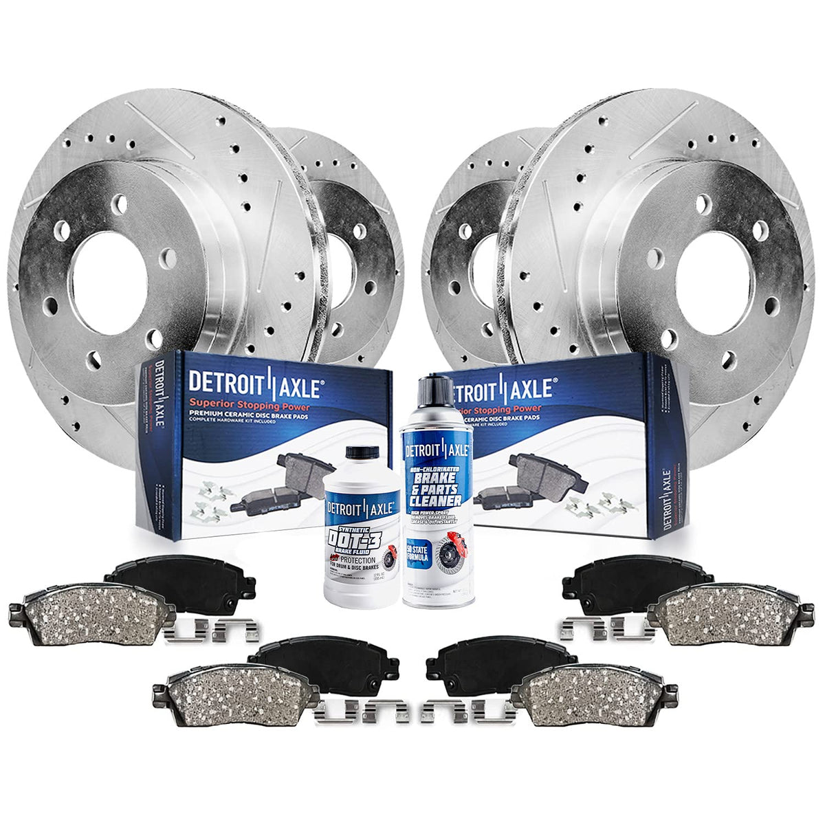 Detroit Axle - Brake Kit for Cadillac Escalade Chevy GMC Silverado Sierra Yukon XL 1500 Replacement Drilled & Slotted Disc Brake